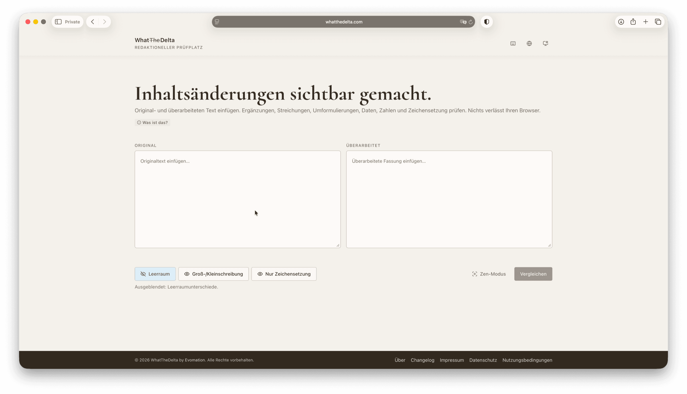 WhatTheDelta text comparison view